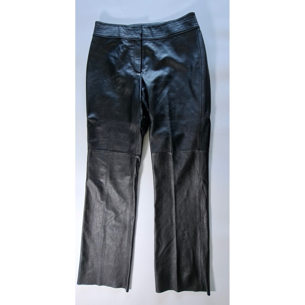 Apostrophe Womens 14 Black Genuine Leather Pants Bootcut Lined Y2K